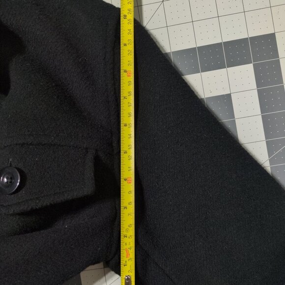 & Other Stories Jacket Size XSmall Black Wool Blend Belted Mid Hip Length Button - Picture 16 of 16